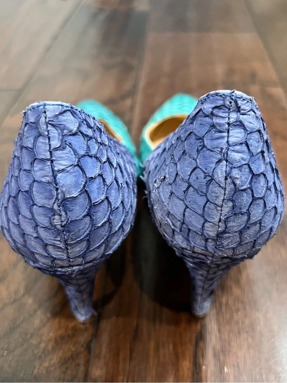 Loeffler Randall Two-Tone Pointed Pumps in Teal and Lavender